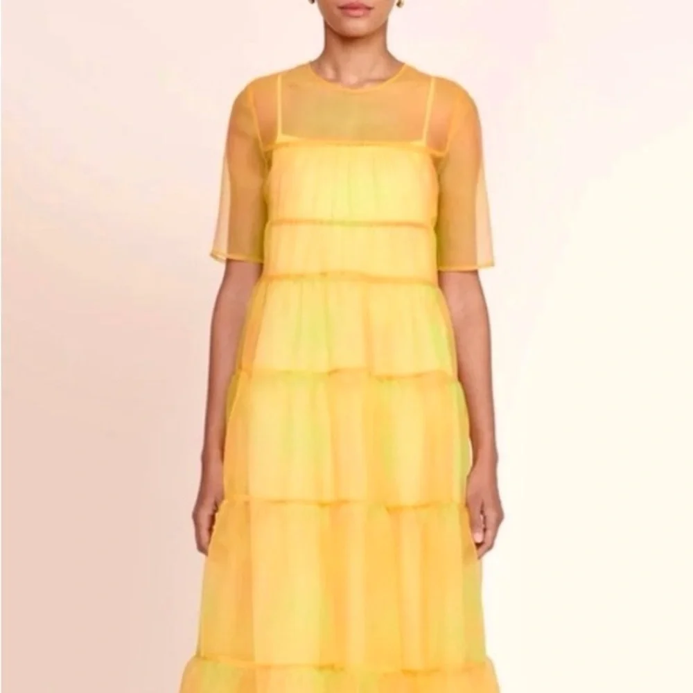 🌺🎉HP🎉🌺 NWT Staud Hyacinth Organza Tiered Maxi Dress Multi Sunray - Picture 7 of 16
